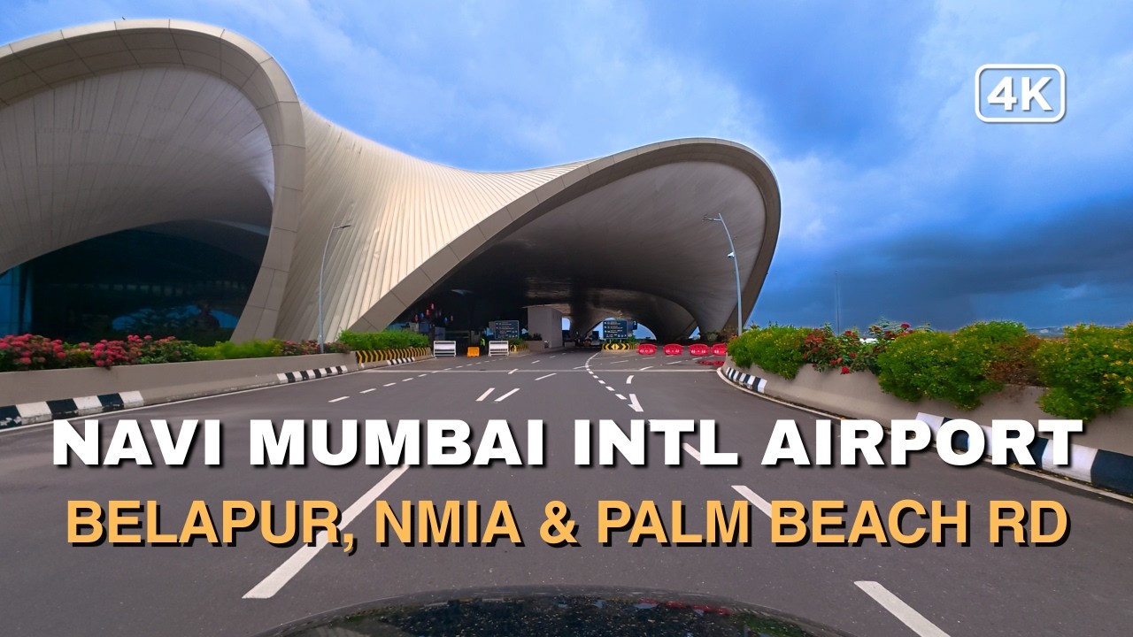 Navi Mumbai International Airport Drive 4K | Zaha Hadid &ldquo;Lotus&rdquo; Terminal via Palm Beach Road #Mumbai