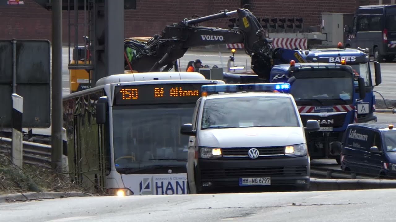 Bus als Geisterfahrer auf der Autobahn! Mit Blaulicht durch den gesperrten Elbtunnel Hamburg