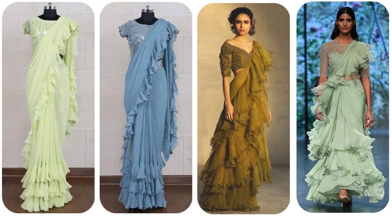 Latest ruffle saree designs || ruffle saree collection || frill saree latest designs || ruffle saree