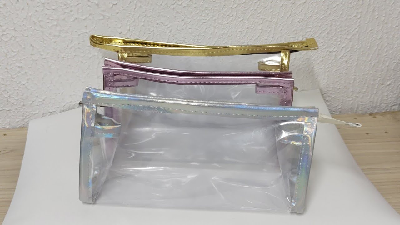 Nescessárie transparente com detalhes e de fácil venda .
