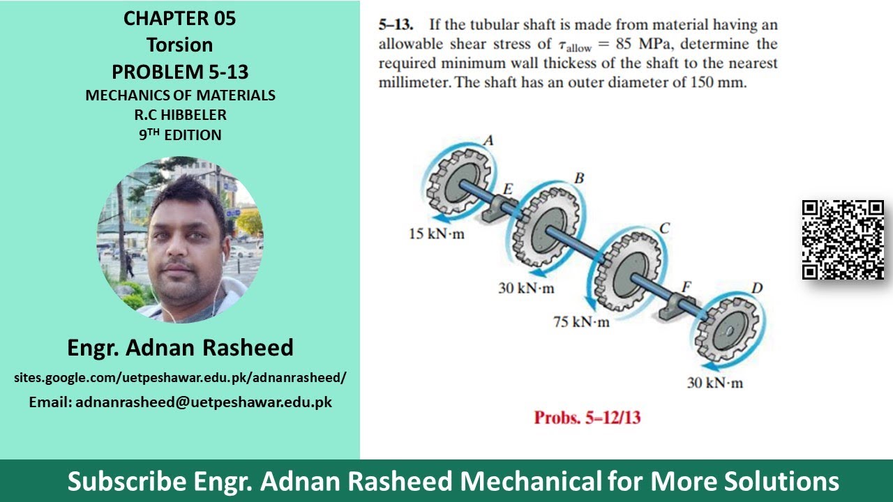 5-13 | Гл. 5 Кручение | Механика материалов Р. К. Хиббелер |