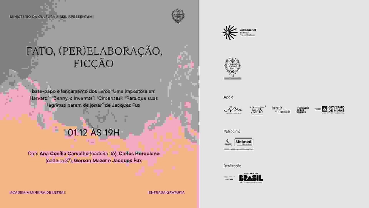 “Fato, (per)elaboração, ficção” com Ana Cecília, Carlos Herculano Lopes, Gerson Mazer e Jacques Fux