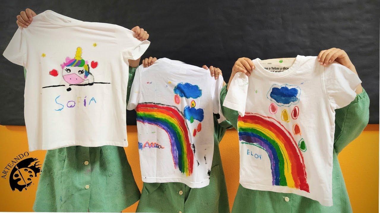 Pintura infantil en camisetas. Clases de pintura textil. Cómo pintar tus camisetas.