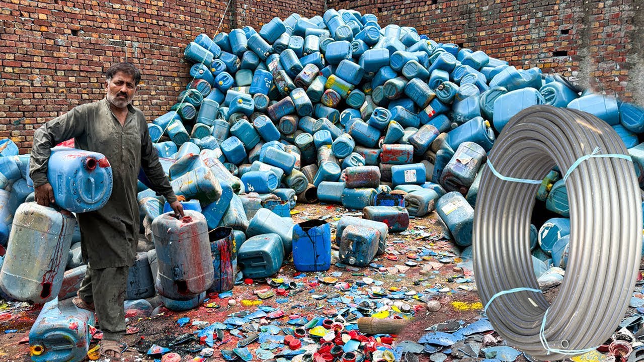 Amazing process of making pvc water pipe from old paint drum || recycling process