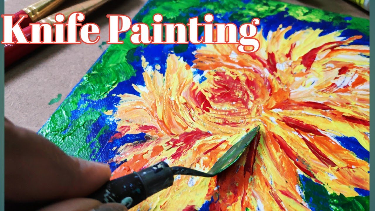Easy Knife Painting for Beginners @ArtistaPooja || Abstract Flower Painting on canvas board