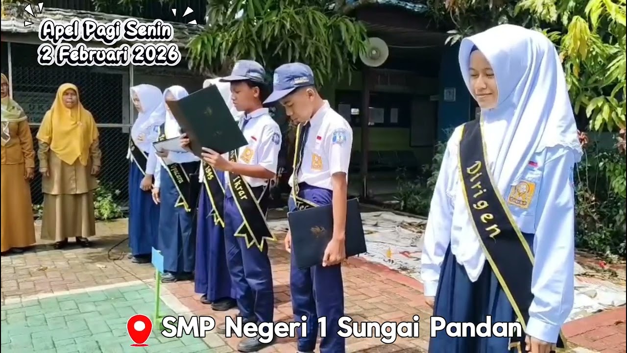 Kegiatan Apel pagi senin pada tanggal 2 Februari 2026 di SMP Negeri 1 Sungai Pandan
