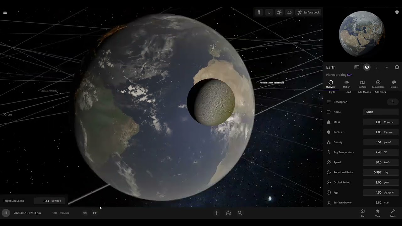 Universe Sandbox fast fording time until phoebes smashes into mars