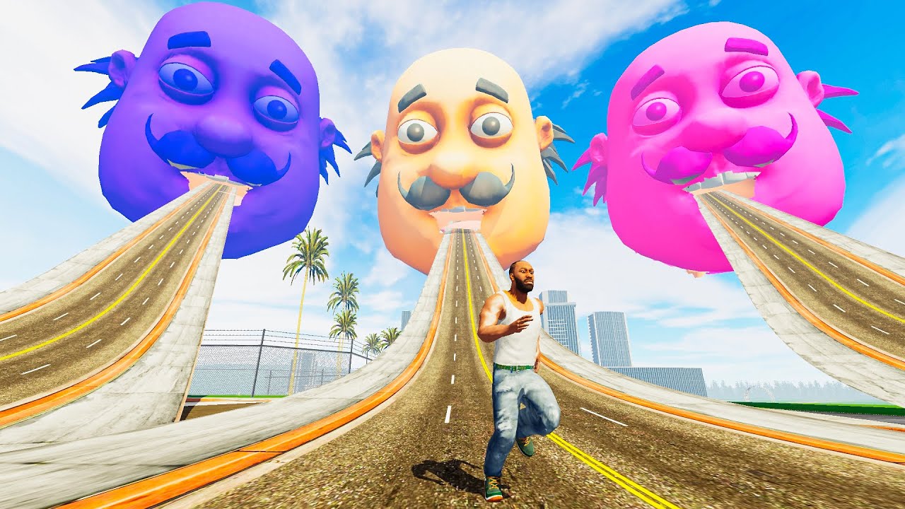 Franklin Found WORLD LONGEST ROAD To Colorful Motu Heads - INDIAN BIKE DRIVING 3D