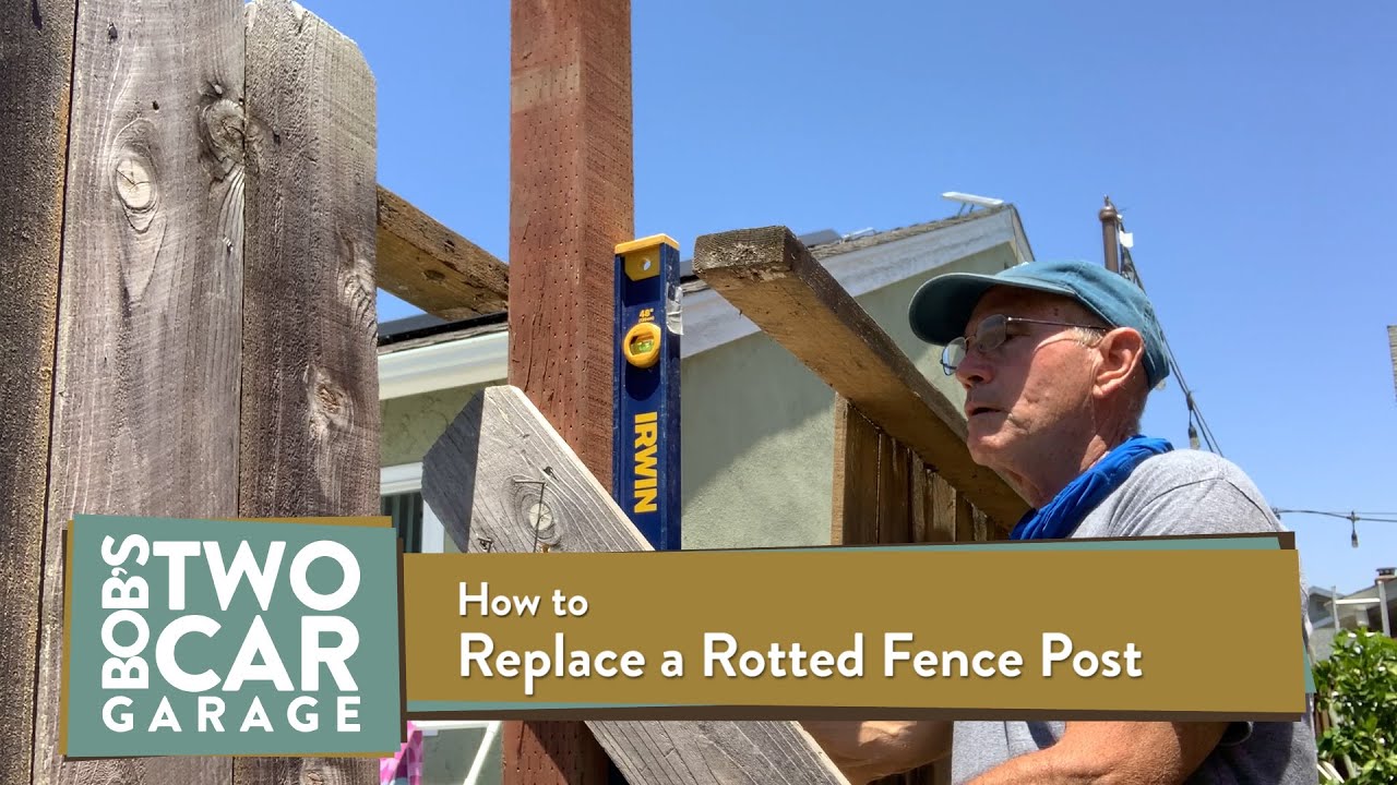 Замена сгнившего деревянного столба забора