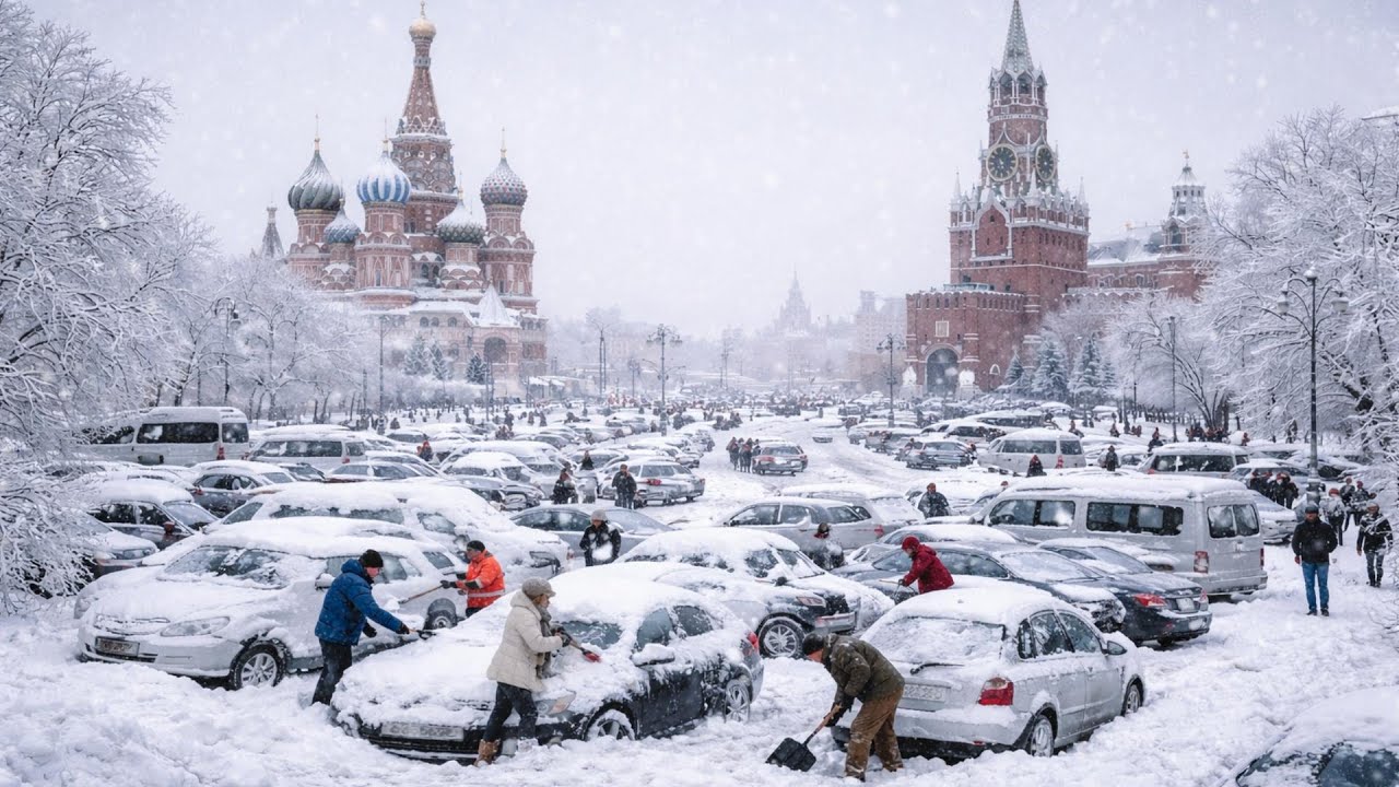 Москва завалена снегом: сильнейшая метель в России, город затоплен снегом