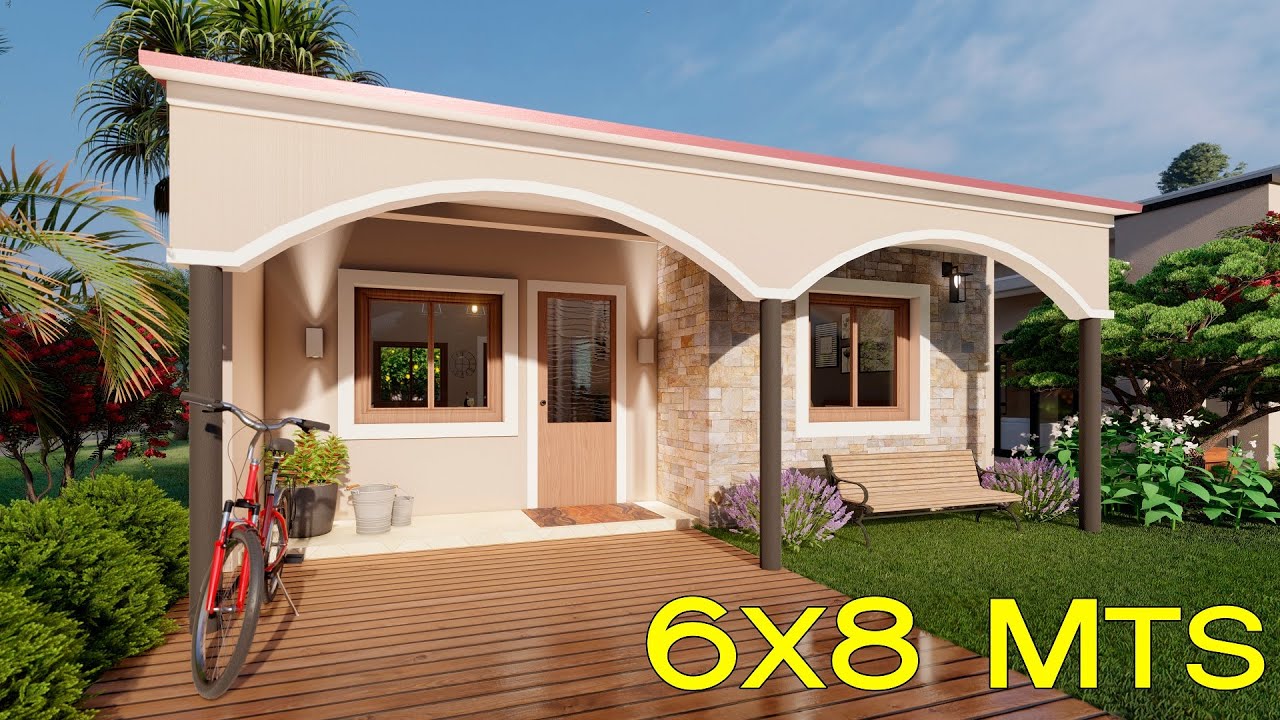 Casa de 6x8 metros con 2 habitaciones | Planos de casas pequeñas