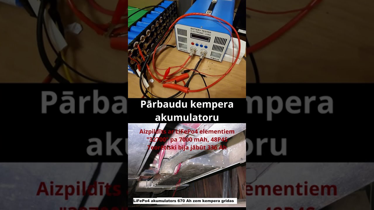 Pārbaudu kempera akumulatoru, kurš izgatavots no LiFePo4 elementiem  '32700'