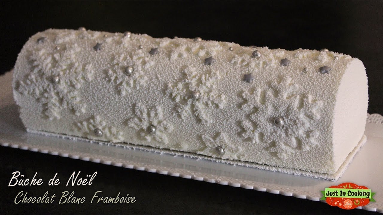 ❅ Recette de Bûche de Noël Chocolat Blanc, Framboise, Thé Matcha ❅