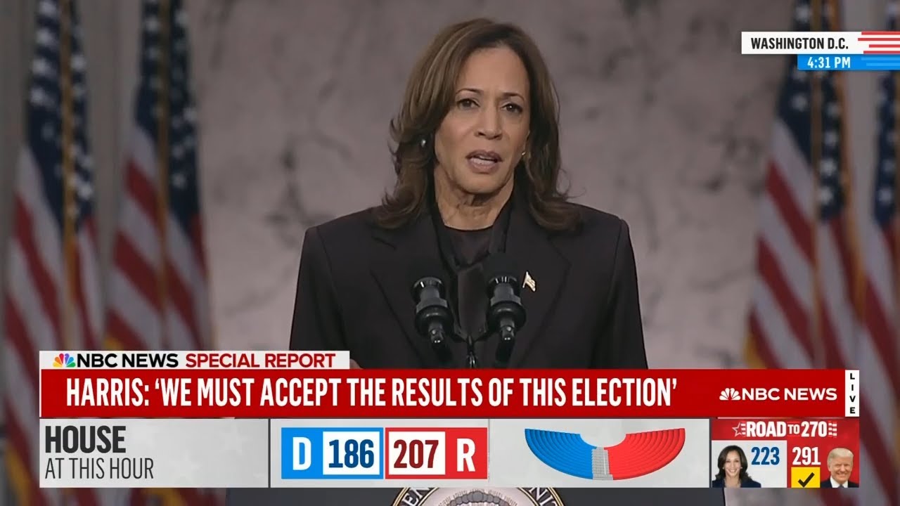 Kamala Harris delivers concession speech after Trump's win