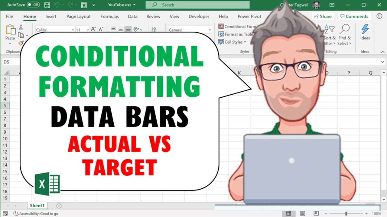 Excel Conditional Formatting Data Bars Actual vs Target -  % Progress Bar