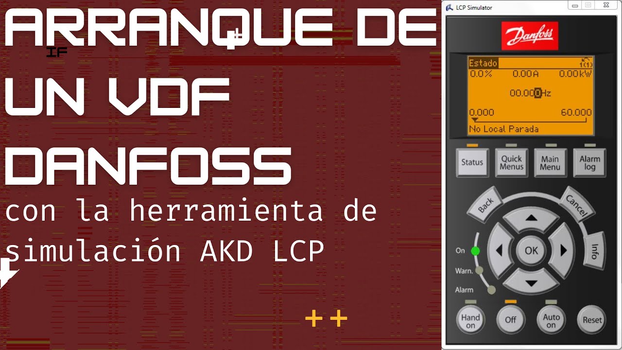 Puesta en marcha de un VDF FC 102 usando el mando local con la herramienta de simulación LCP Danfoss