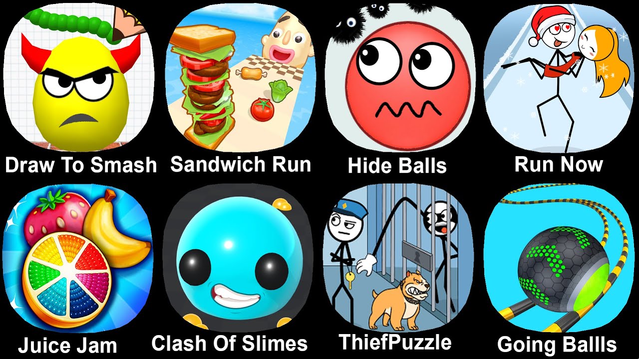 Draw To Smash,Hide Ball,Run Now,Juice Jam,Clash Slimes,ThiefZuzzle,Giong Balls#draw #androidgames