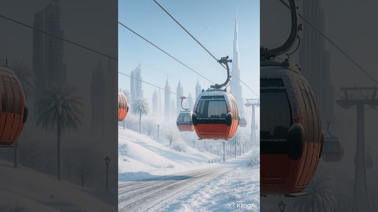 Snowy UAE Cable Car Ride | AI Video