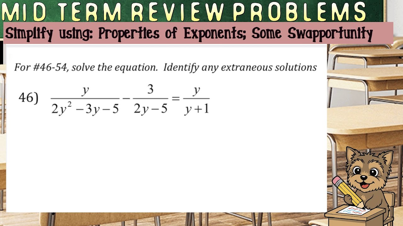 (#46) Solve 𝑦/(2𝑦²–3𝑦–5) – 3/(2𝑦–5) = 𝑦/(𝑦+𝟷)