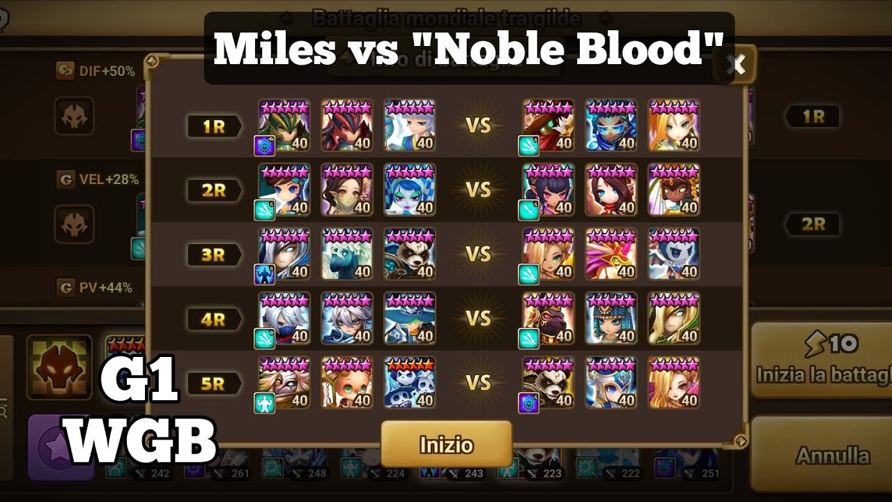 Summoners War G1 World Guild Battle #22 (1/2) - Miles vs Noble Blood