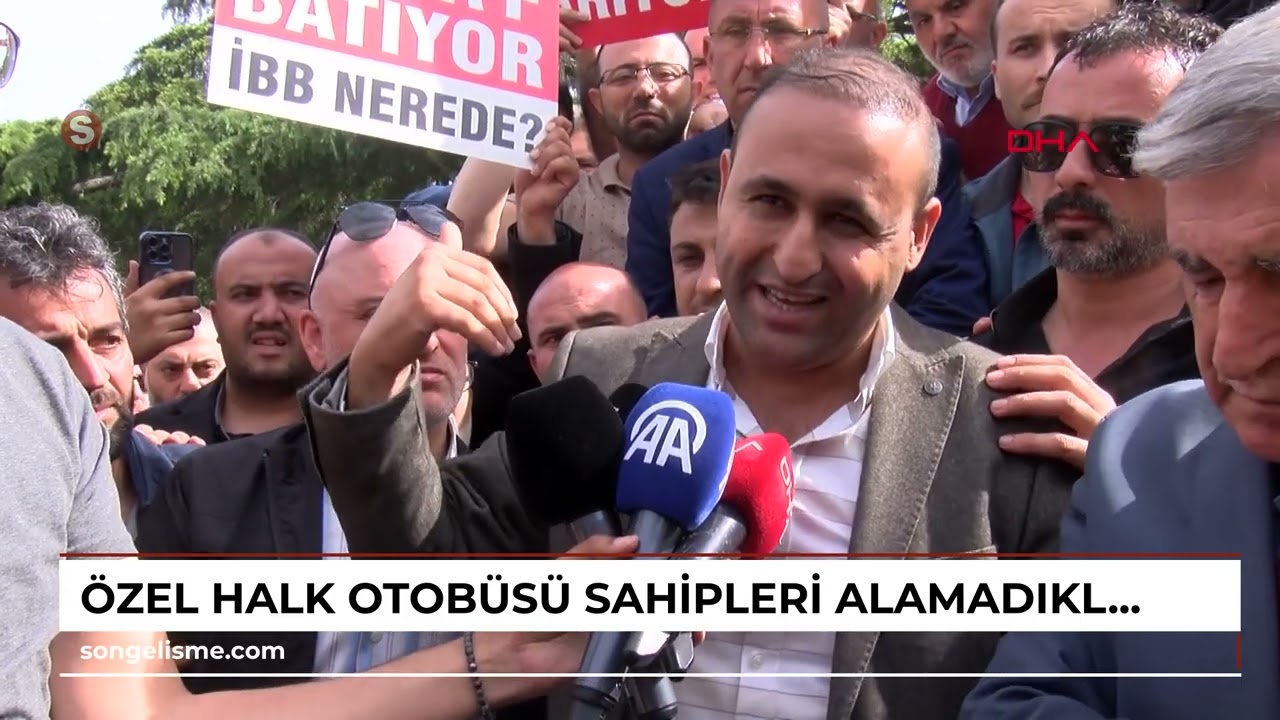 Özel halk otobüsü sahipleri, alamadıkları ödemeler için İBB binası önünde toplandı