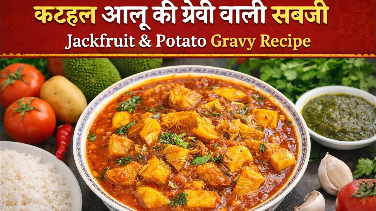 Jackfruit & potato gravy recipe kathal alu ki gravy wali sabji recipe 😋 #food #foodvlog #recipe 
