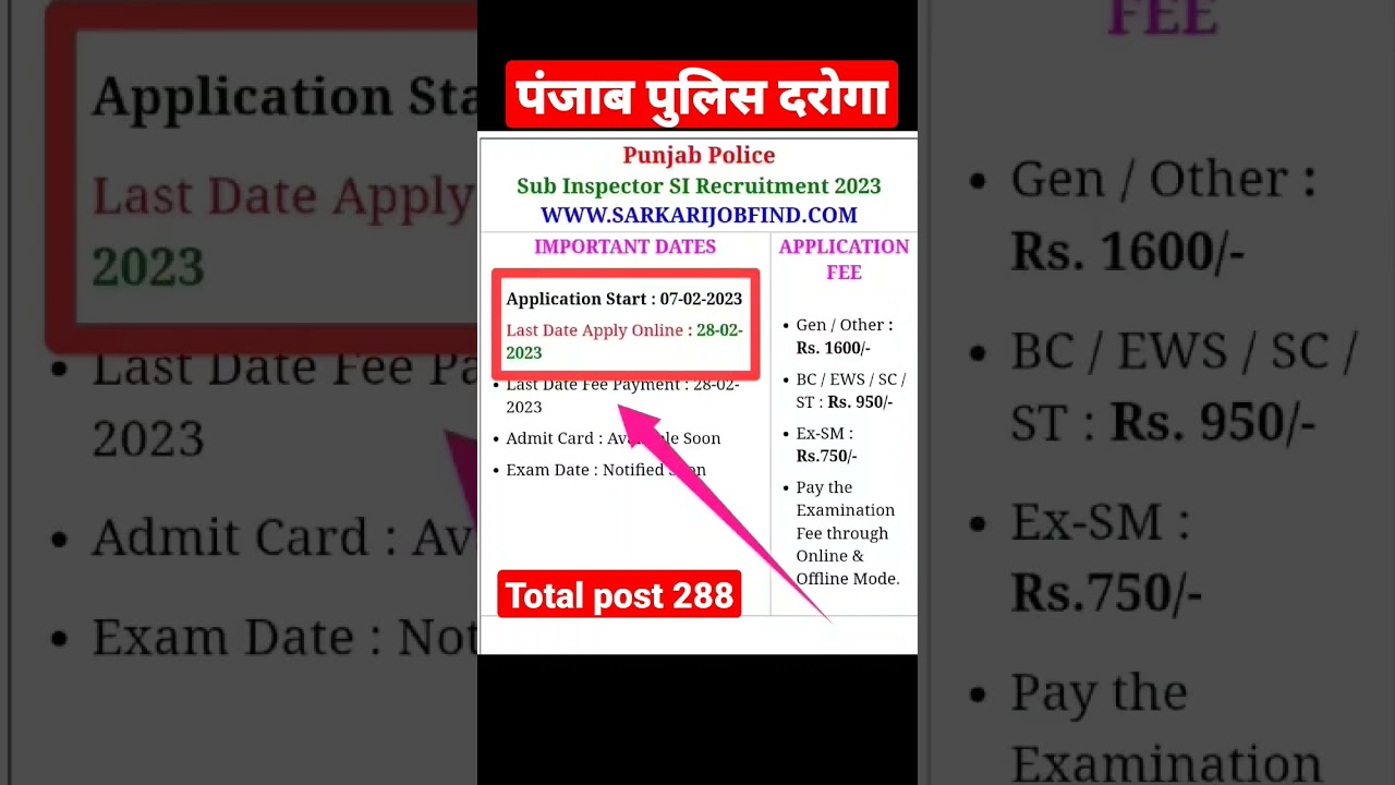 PUNJAB POLICE SUB INSPECTOR VACANCIES 2023 #police #daroga #subinspector #punjabpolice #shorts #cgl