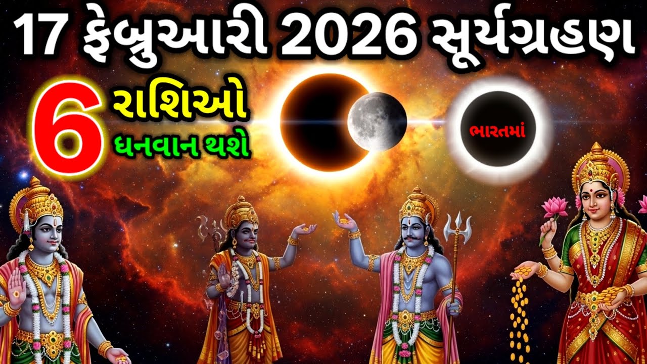17 ફેબ્રુઆરી 2026: 800 વર્ષ પછી ભયાનક સૂર્યગ્રહણ | આ 6 રાશિઓ બનશે અબજોપતિ | surya grahan rashifal