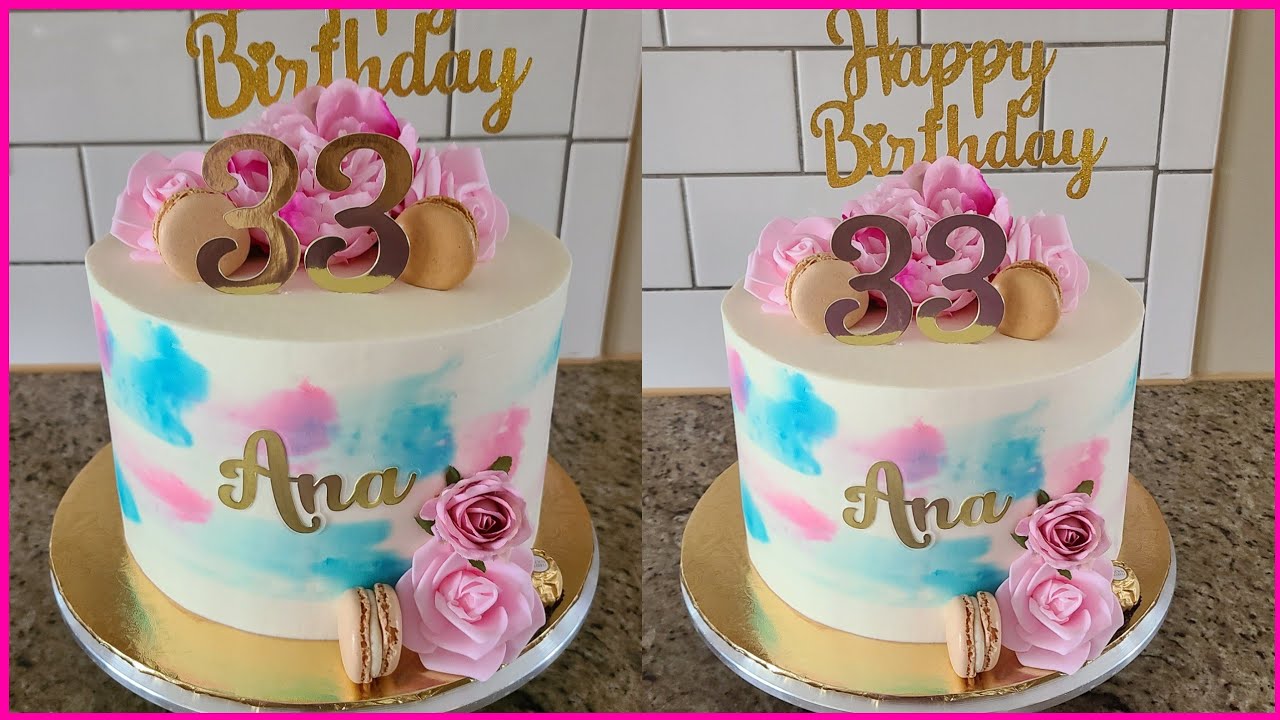 Pastel en chantilly rosa y azul decoracion con rosas