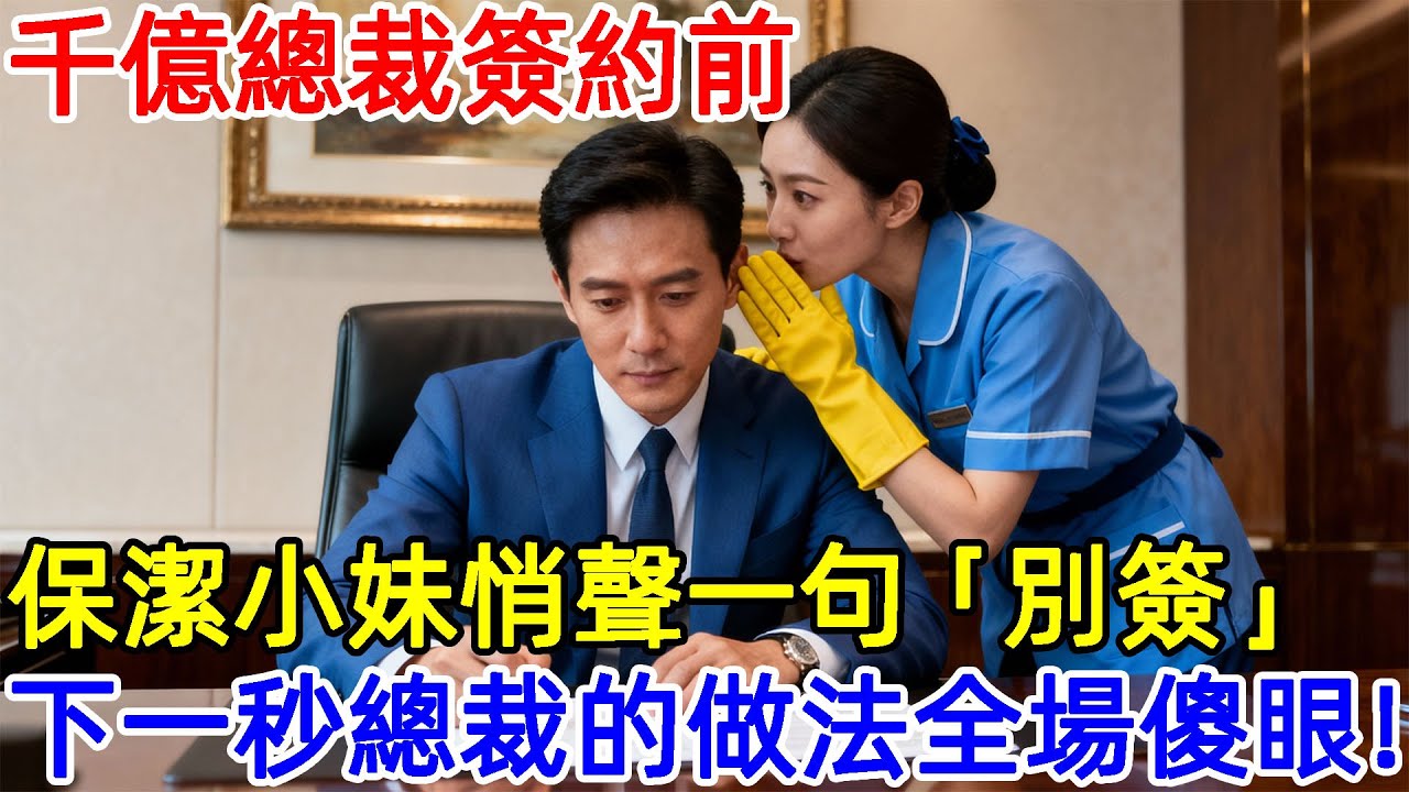 千億總裁簽約前，保潔小妹悄聲一句「別簽」，下一秒總裁的做法讓全場傻眼！#故事頻道 #故事分享 #情感#臺灣#情感故事#幸福人生