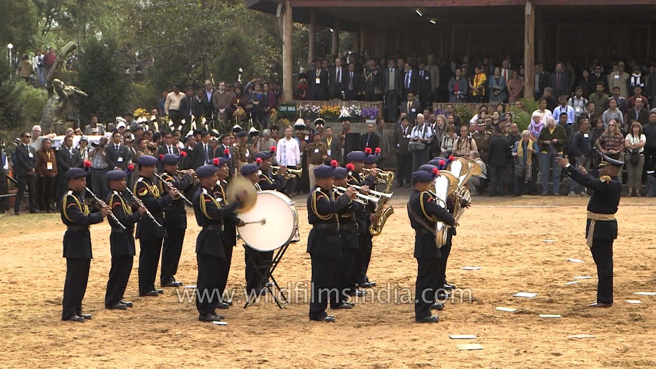 Naga Police band plays Indian National Anthem at Hornbill Festival