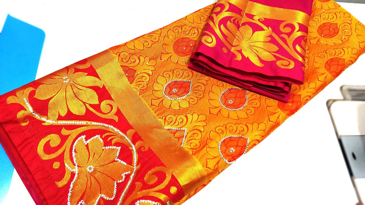 Stylish Blouse Design for Silk Saree | Gold and Pink Color Blouse Design