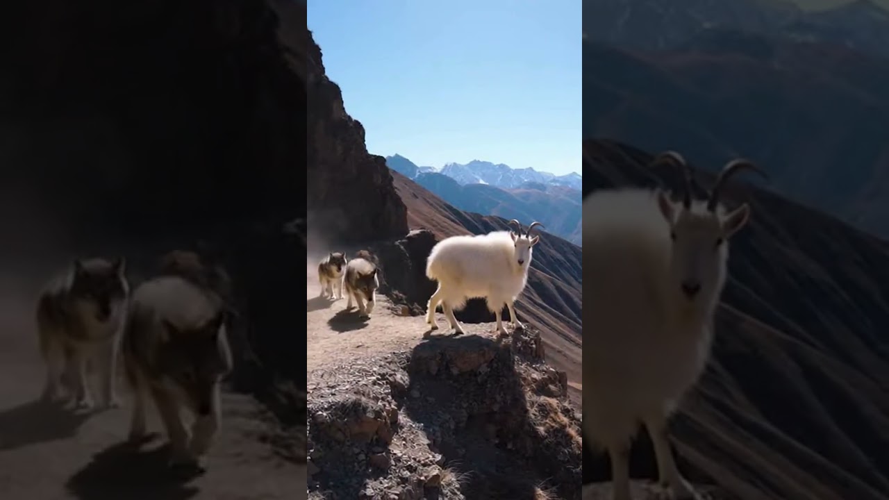 Cliffside Survival Battle! How a Mountain Goat Fends Off a Gray Wolf #animals #wildtv #wildlife