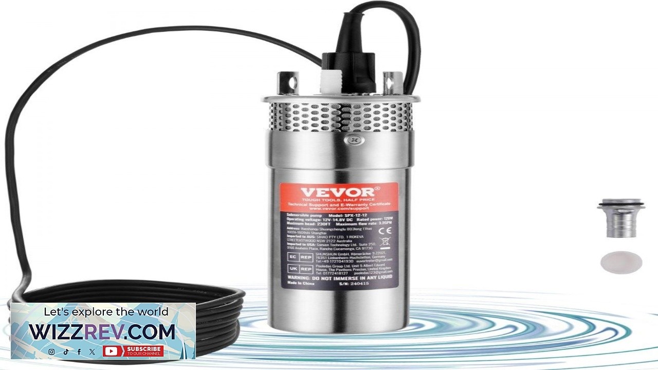 VEVOR Solar Water Pump 12V DC 120W Submersible Deep Well Pump Max