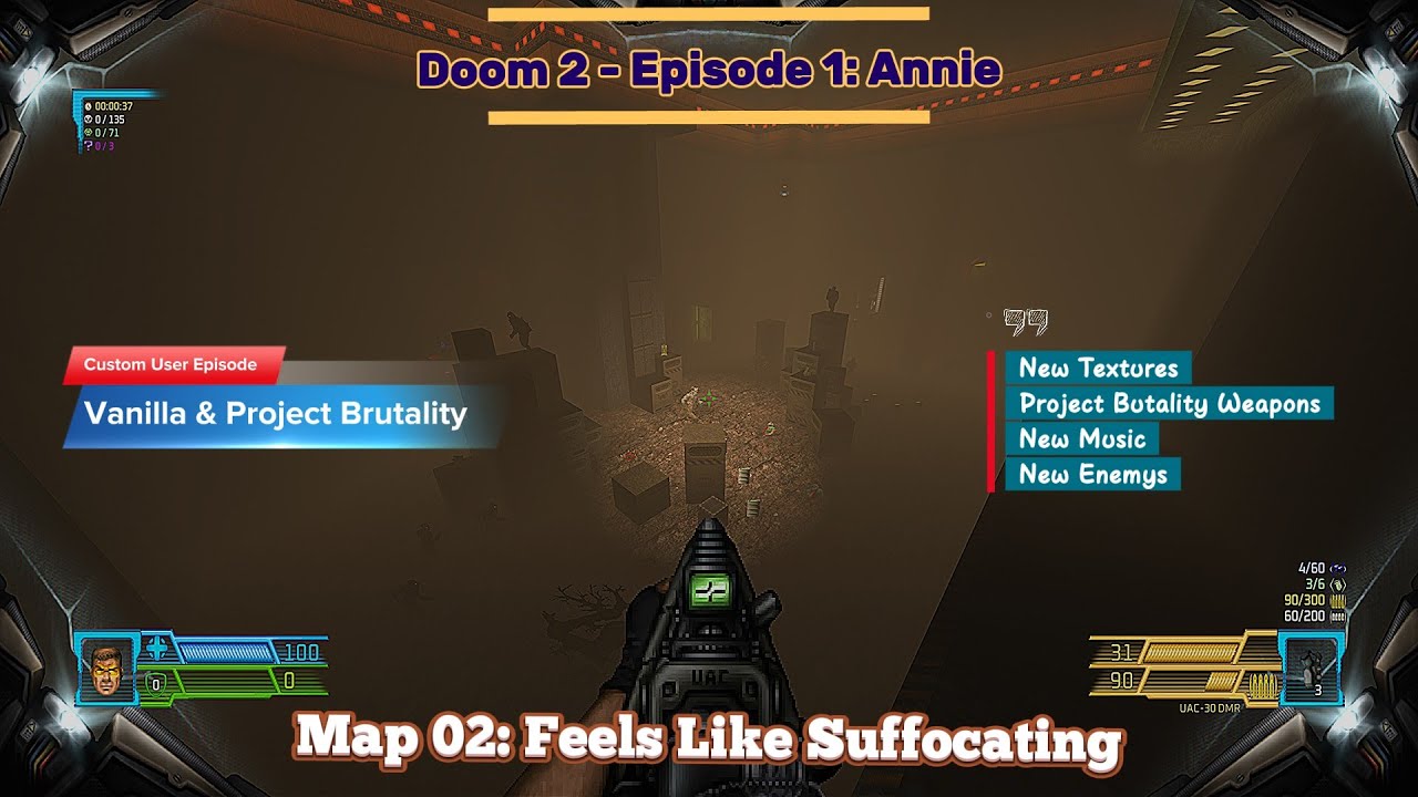 Doom 2 - Project Brutality - [Annie - Episode 1] - Map: #02 - Feels Like Suffocating - [4K60ᶠᵖˢ]