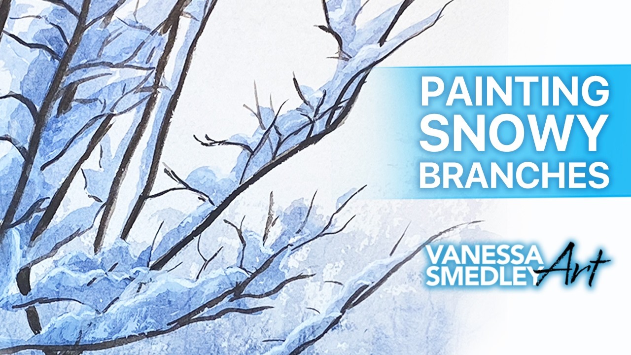 Using Gouache to Paint Snowy Branches - #gouache #snow