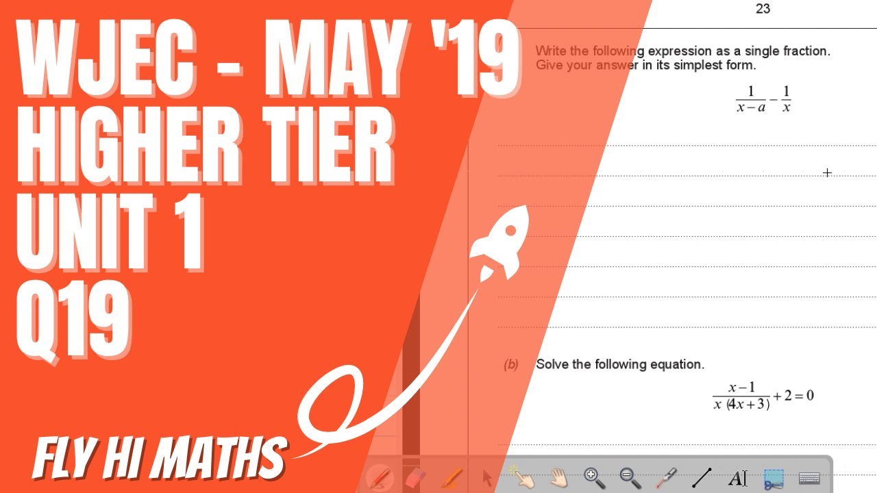 GCSE Maths Revision | WJEC May 2019 Higher Tier Unit 1 Non-Calculator | Question 19