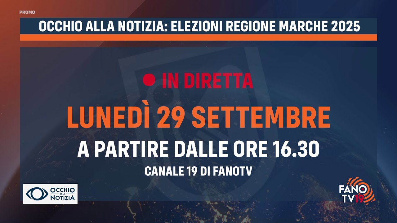 Luned&igrave; 29 settembre FanoTV in diretta per le Elezioni Regionali 2025