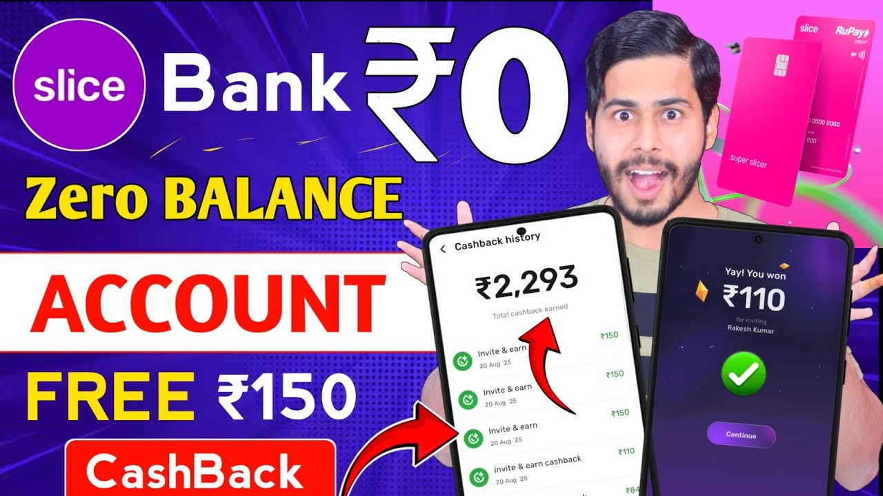 Slice Bank Account Opening 🔥 Slice ₹150 FREE CashBack Offer, zero balance bank account, slice bank