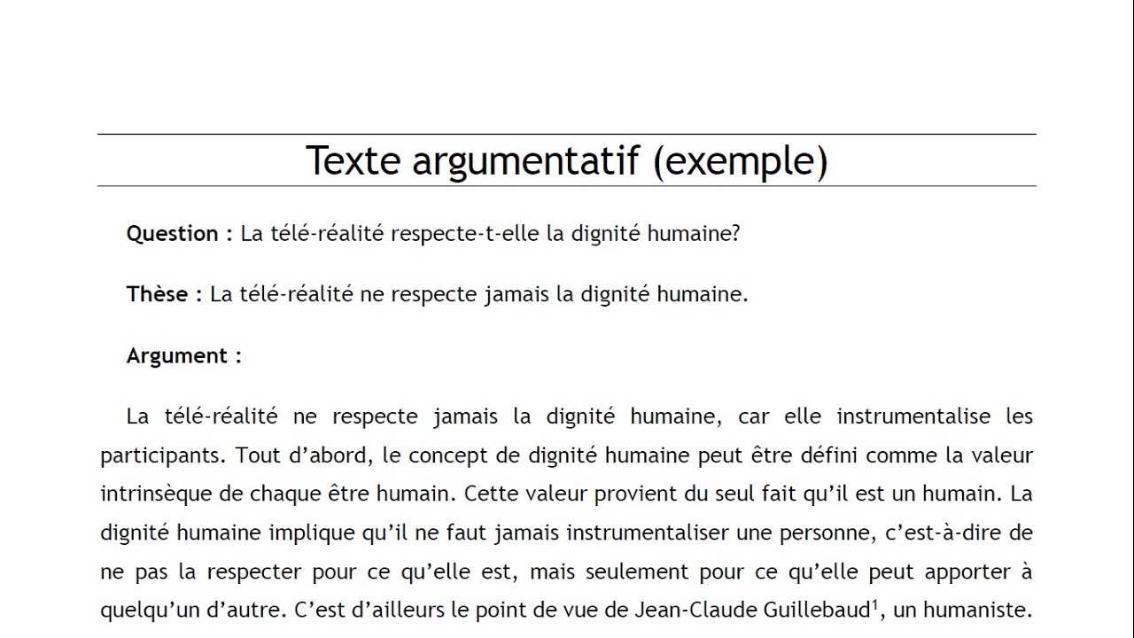 Exemple texte argumentatif