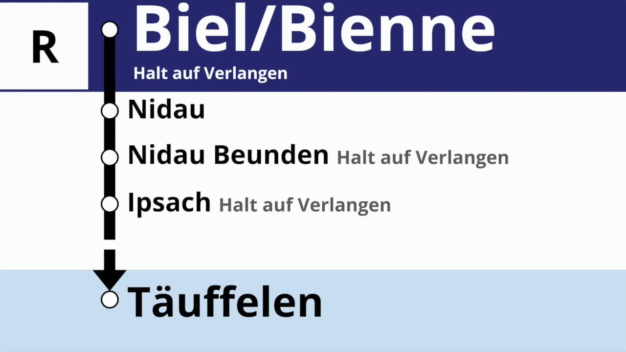 Asmobil Ansagen (Railvox) • Regionalzug Biel/Bienne – Täuffelen – Ins (DE, FR)