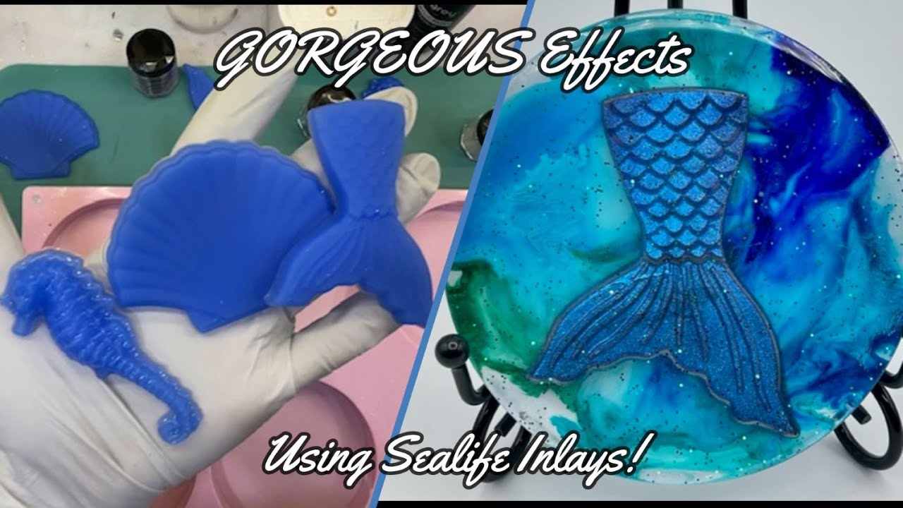 #320 Resin Sea Life Coasters With Silicone Inlays And Alcohol Ink Drop Back Coat!