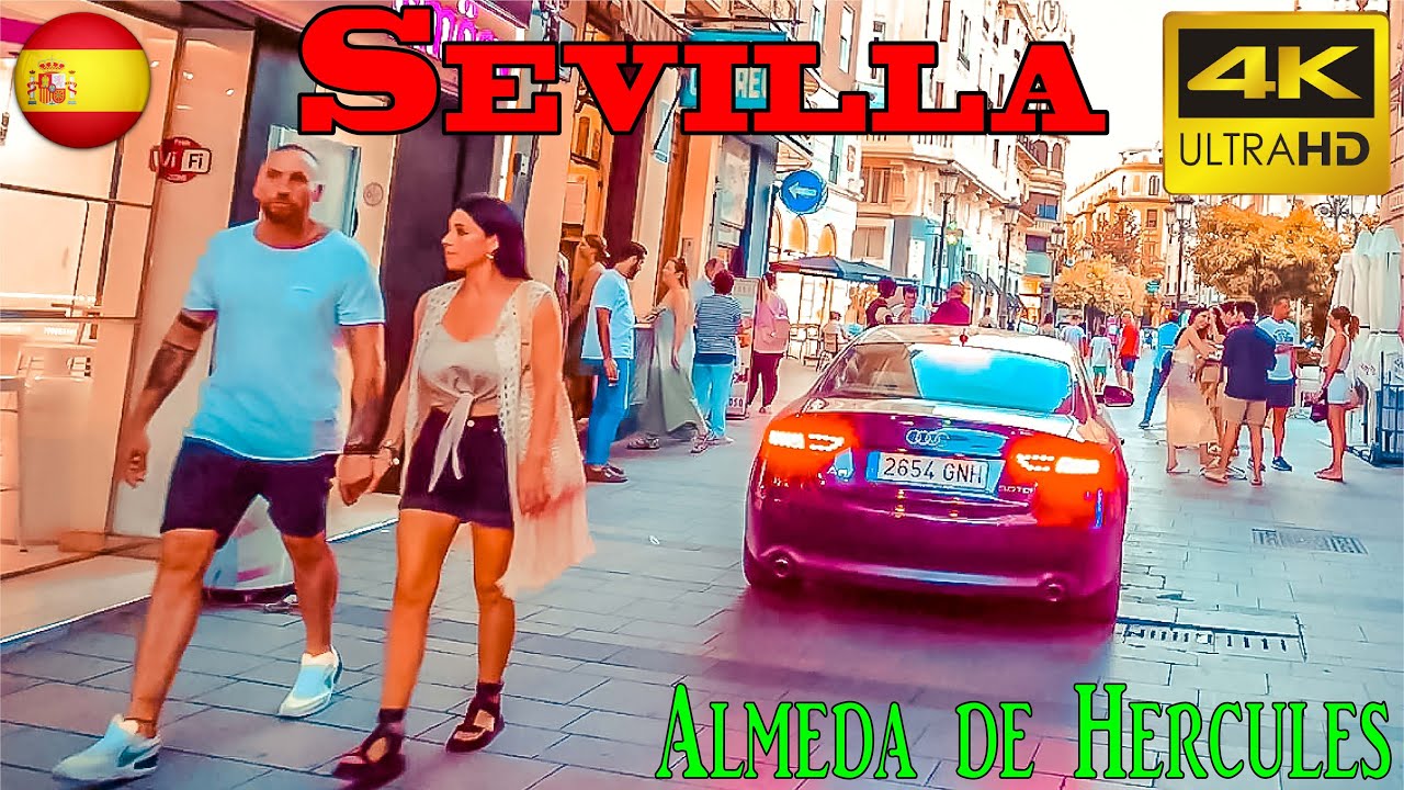 Sevilla, Spain, Almeda de Hercules - 4k UHD 60 FPS - Walking Tour - with Subtitles || COME WITH ME