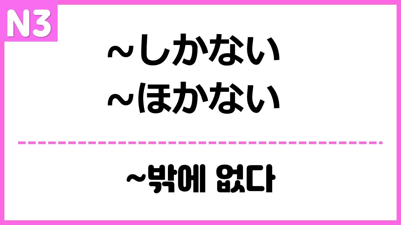 [N3] ~しかない, ~ほかない