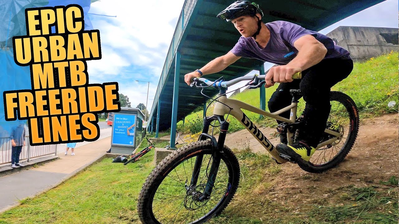 HITTING A BIG DROP AND EPIC URBAN MTB FREERIDE LINES ON MY ENDURO BIKE!