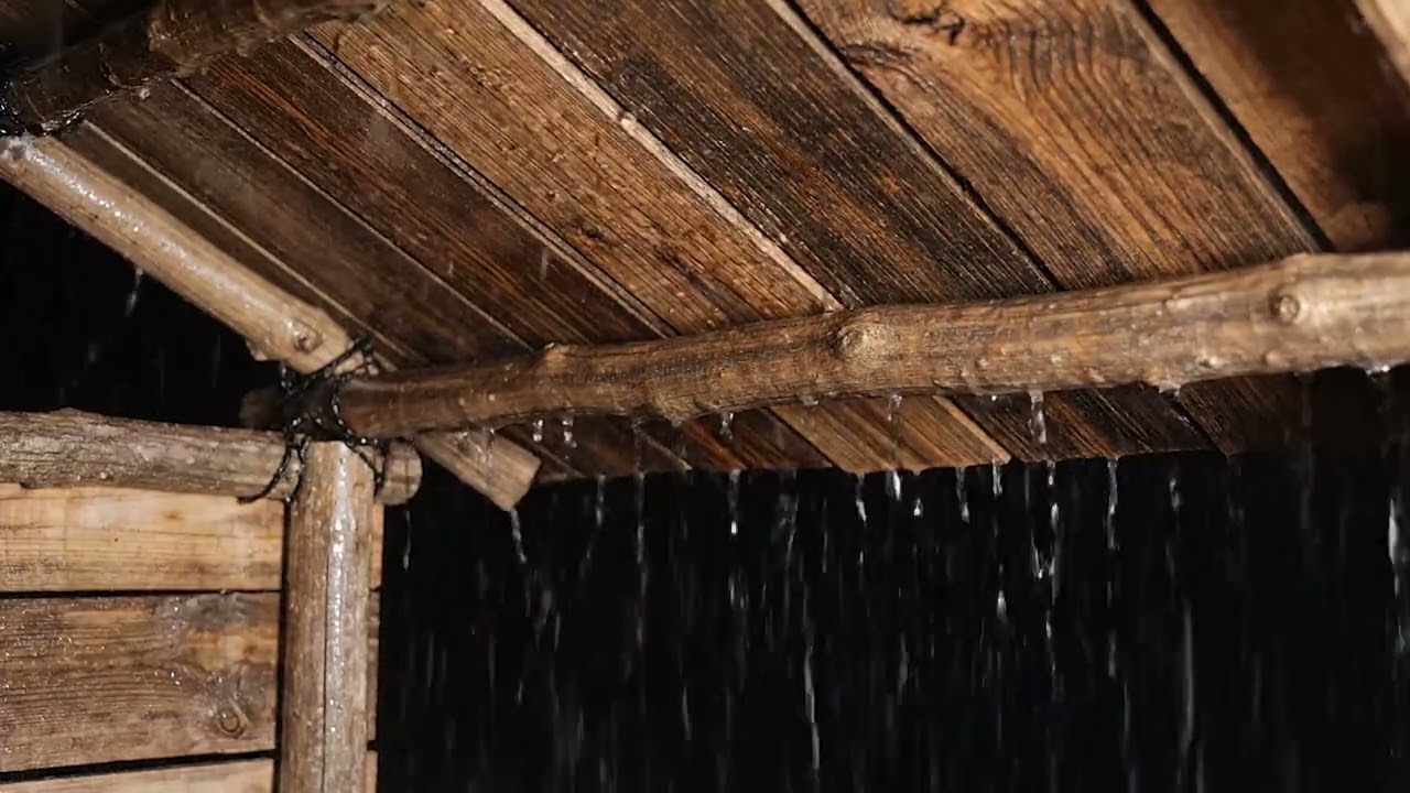 Heavy Rain on Wooden Roof at Night | Cozy Cabin Rain Sounds for Deep Sleep & Relaxation