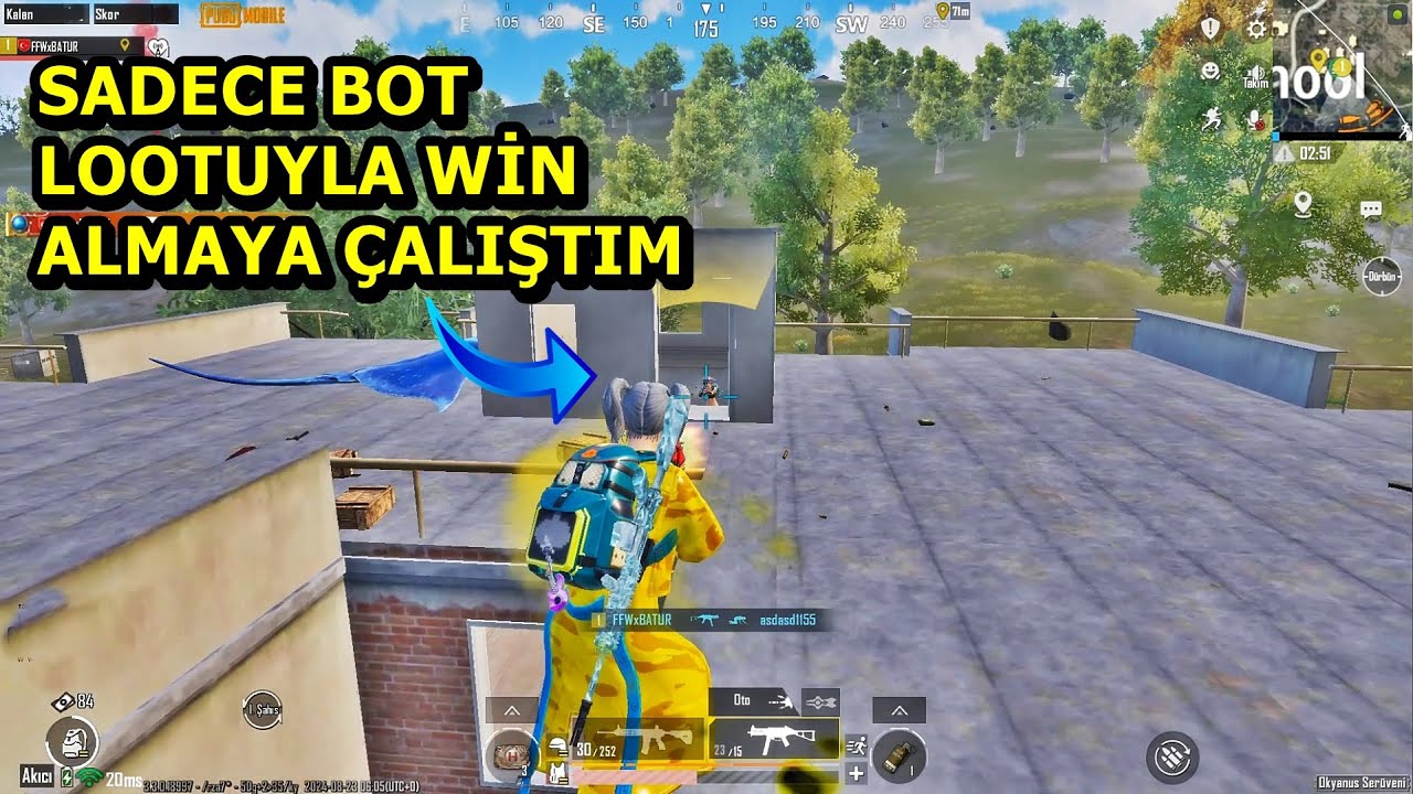 SADECE BOT LOOTLAYIP WİN ALMAYA ÇALIŞTIM ! MÜTHİŞ CHALLANGE SOLO VS SQUAD PUBG MOBİLE