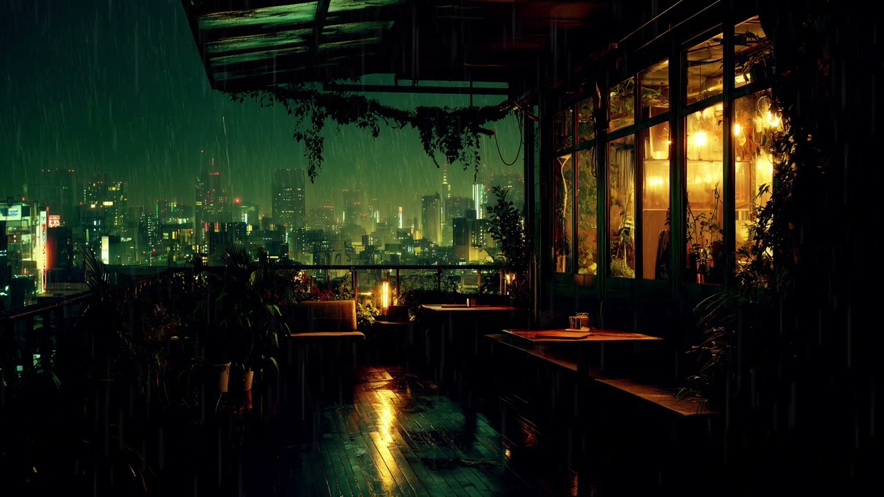 Lofi Atmos – Quiet Rain, Distant City Lights | Rooftop Lofi for Late Nights