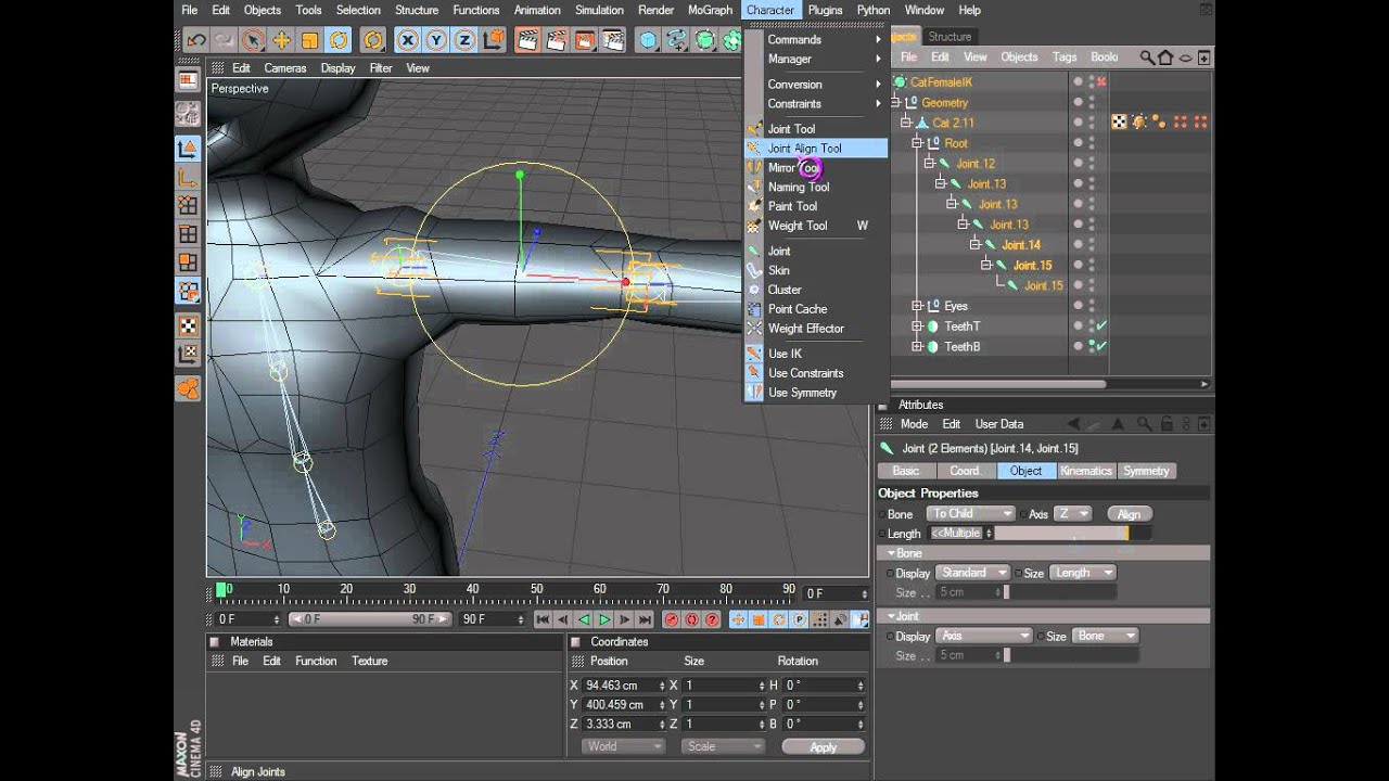 Cinema 4D Rigging 01 - Joint, Joint Tool, Joint Align Tool, Mirror Tool