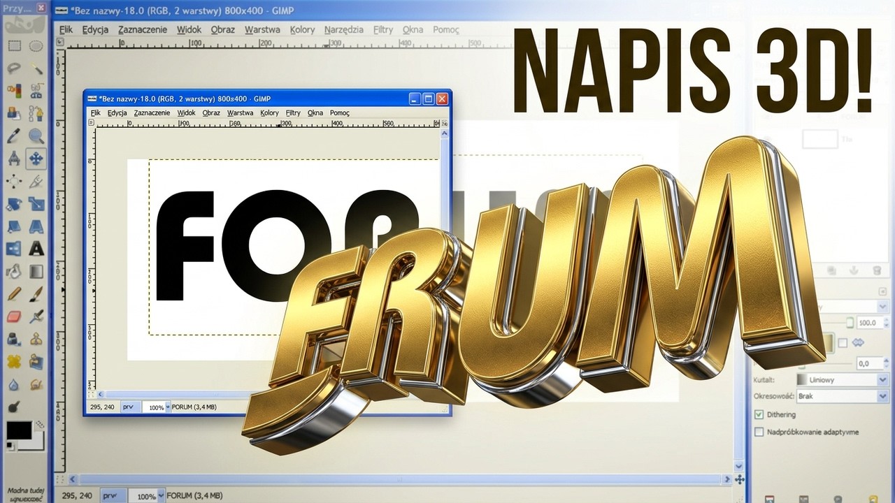 Gimp - Jak zrobić napis 3D